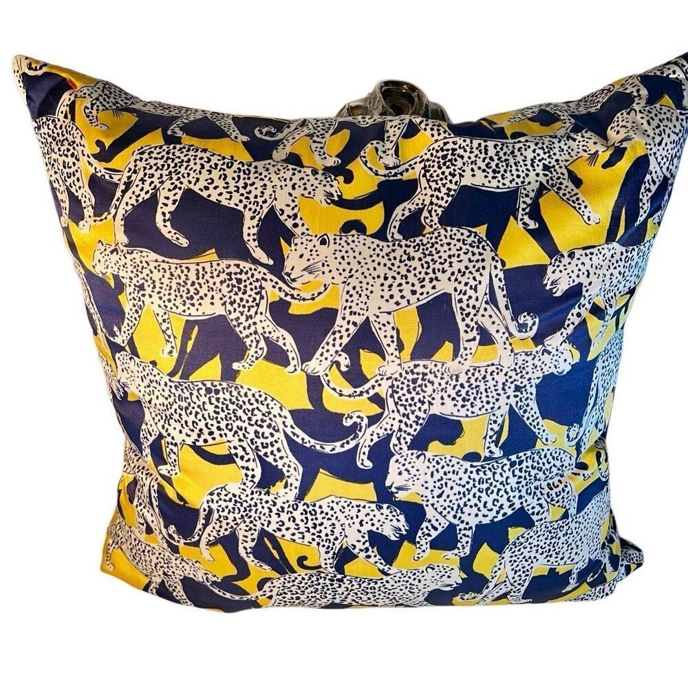 Kate Spade New York Yellow & Blue Leopard Decorative Pillow, 20" x 20" - Picture 2 of 5